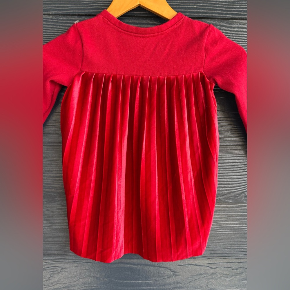 Tahari Girl Red Velvet Pleated Dress Top – Size 4T - Picture 5 of 6